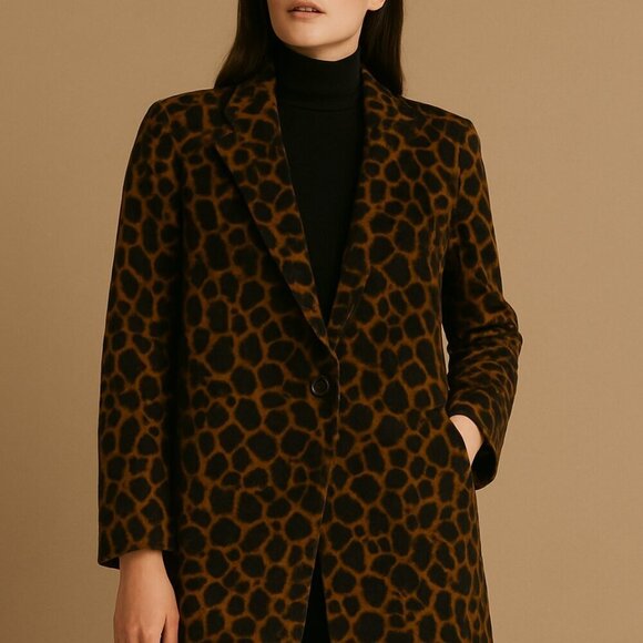 Vintage Jackets & Blazers - Vintage Animal Print Faux Fur Leopard Cheetah Coat Jacket Sz L/XL